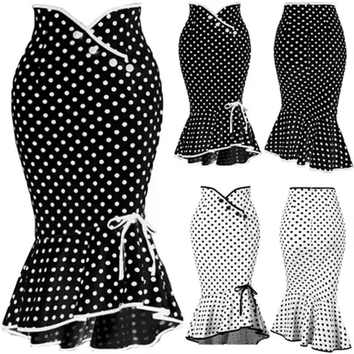 Jupe sirène à pois pour femmes élégante et décontractée pour les occasions spéciales et la garde-robe quotidienne