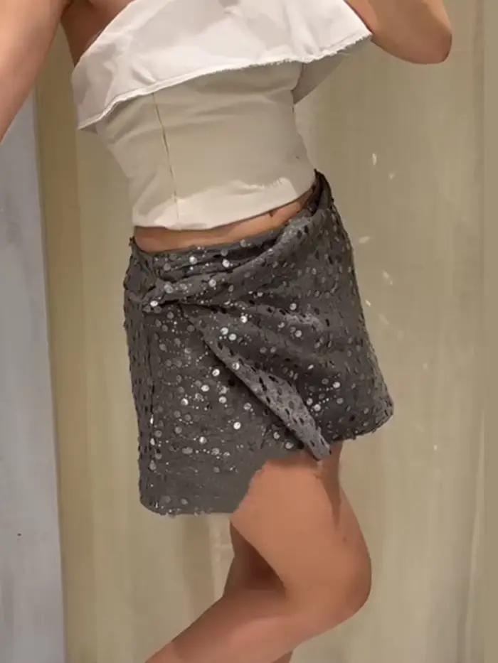Mini jupe à paillettes pour femmes