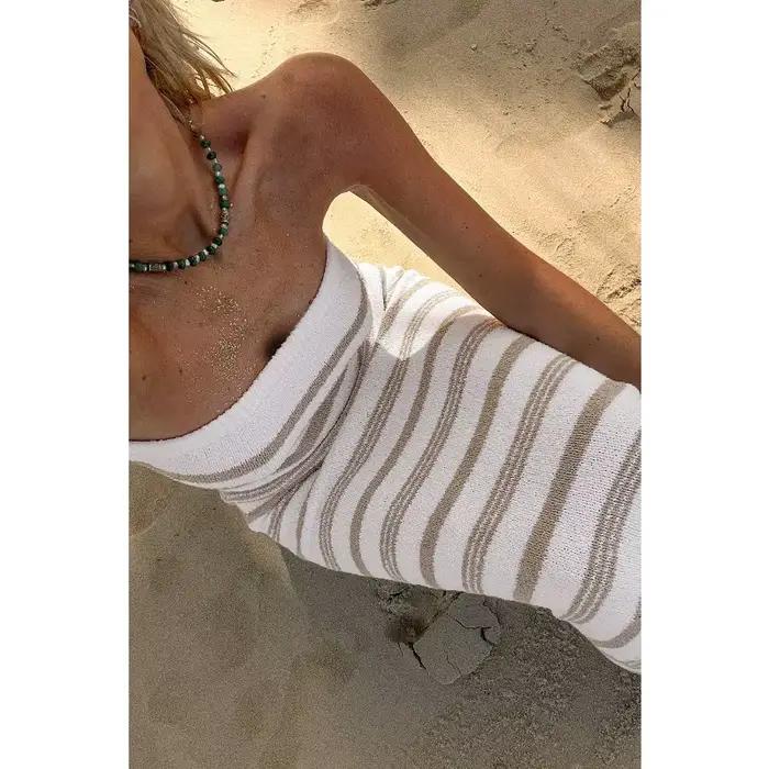 Haut tubulaire rayé jupe serrée plage décontracté mince hanche jupe femmes été