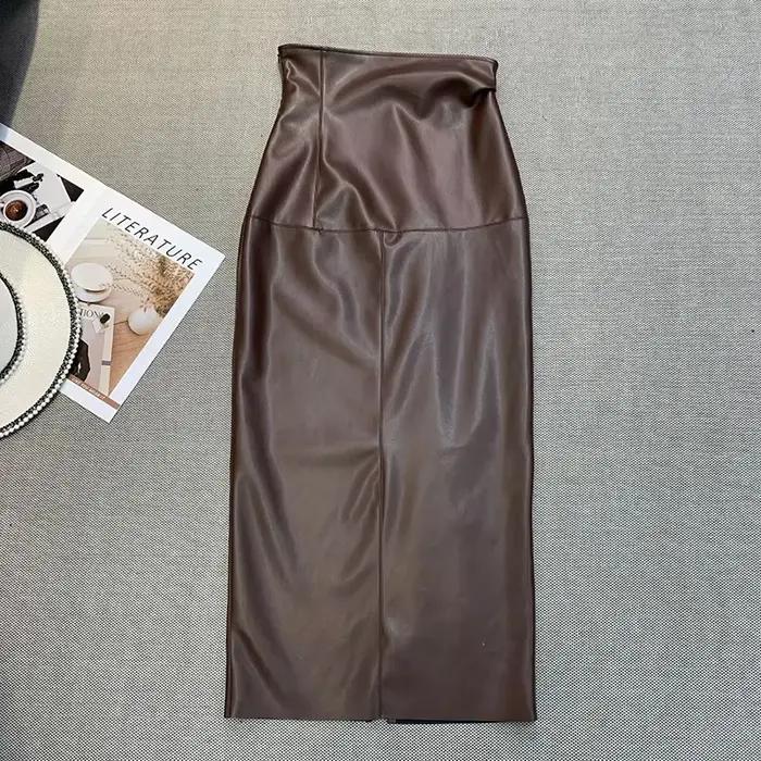 Jupes vintage en faux cuir PU pour femmes
