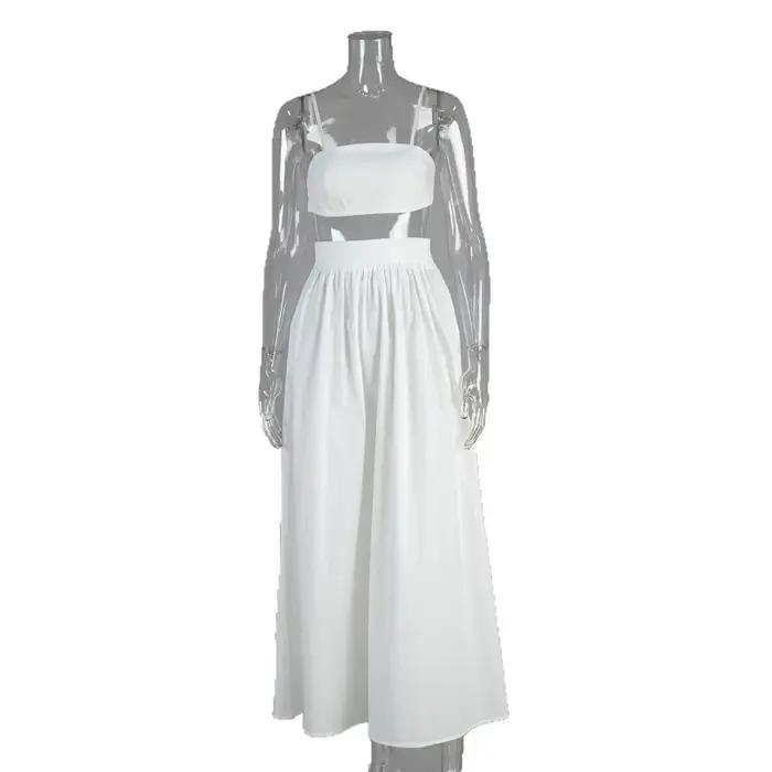Ensemble jupe gilet à bretelles en coton