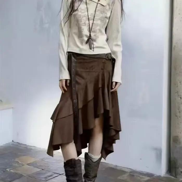 Jupe longue mi-longue marron pour femmes