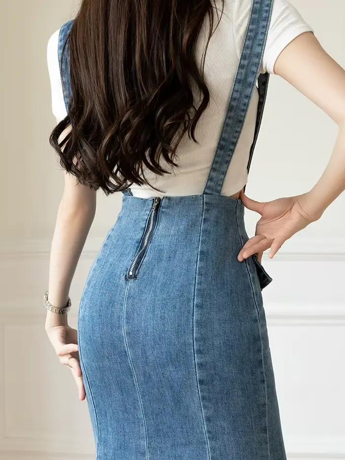 Jupe en jean taille haute pour femme