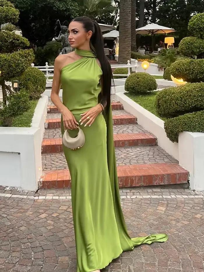 Robe longue dos nu à lacets pour femmes