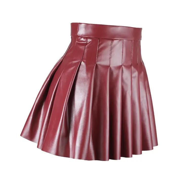 Jupe plissée en cuir carillon pour femme