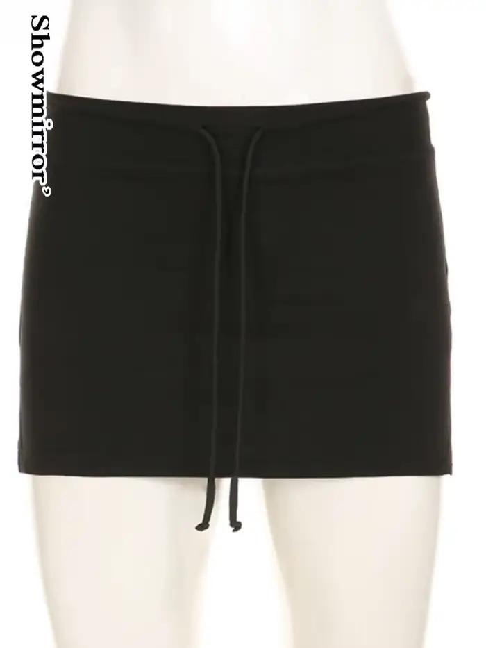 Slim solide jupes moulantes chemises mignonnes décontracté taille basse Super Mini