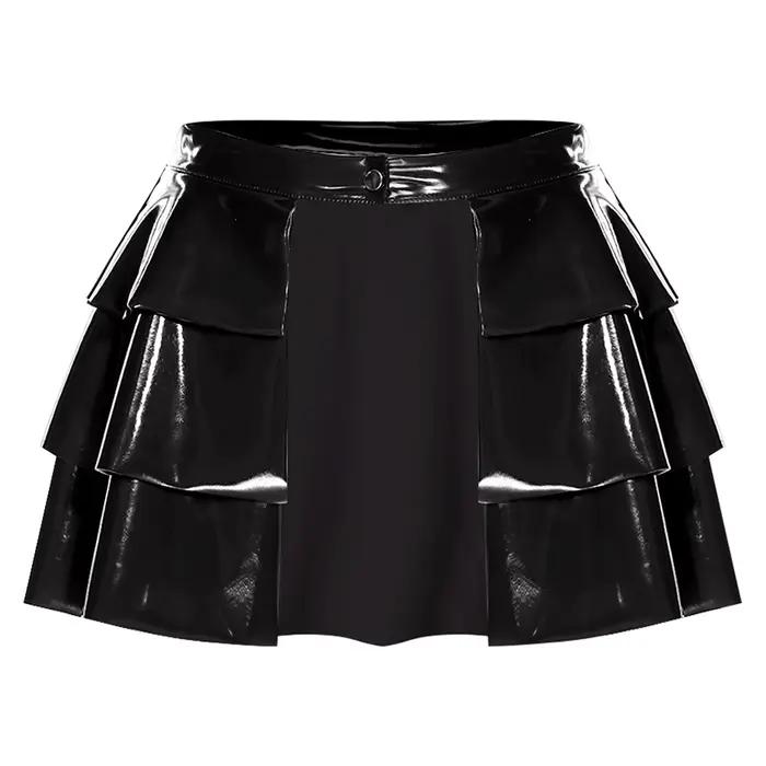 Jupe en cuir PU pour femmes