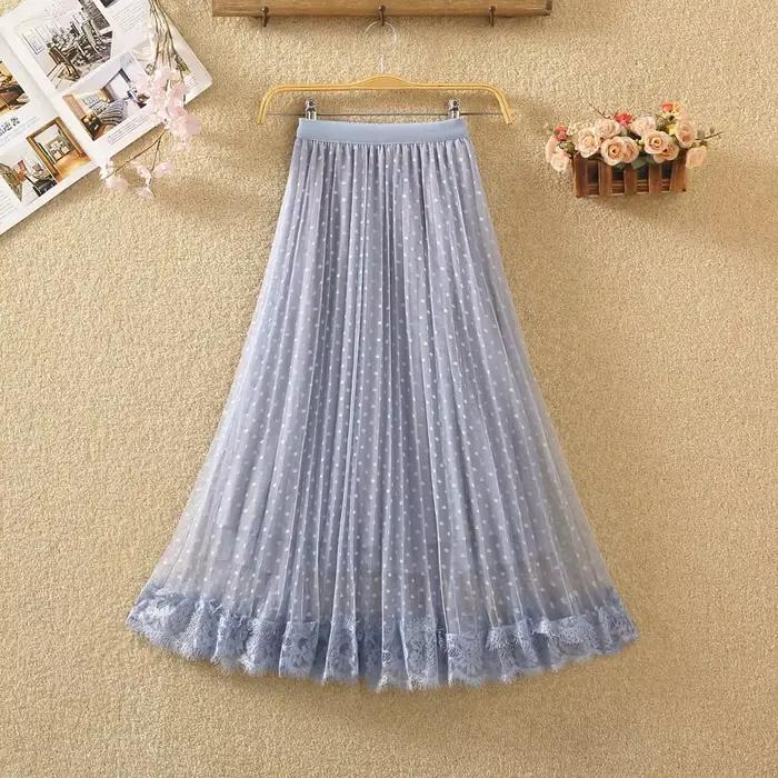 Tutu Tulle longue Maxi jupe femmes mode 2023 coréen mignon rose taille haute