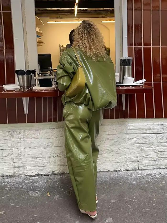 Ensemble jupe Vintage en cuir PU pour femmes