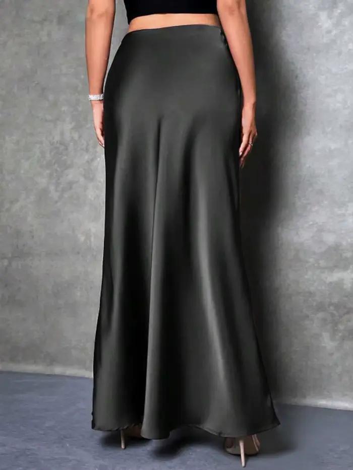Jupe sirène en Satin noir pour femmes