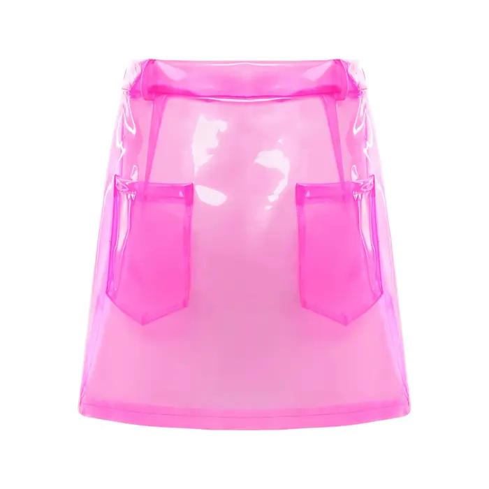 Mini-jupe transparente en PVC pour femme