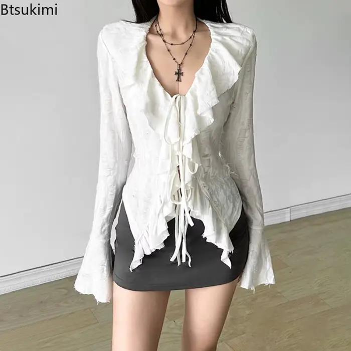 Nouvelles Blouses Sexy à Manches Longues pour Femmes