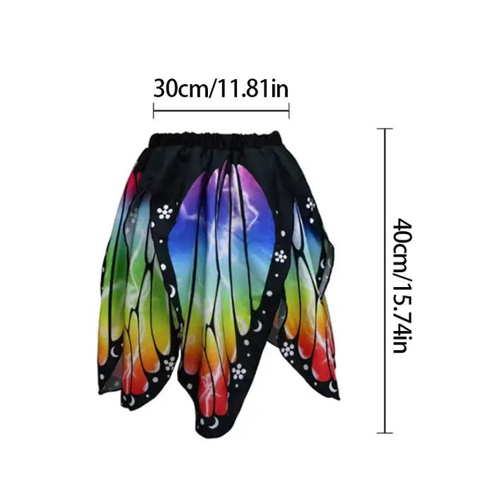 Jupe plissée irrégulière taille haute fantaisie à imprimé papillon et pétales pour femme