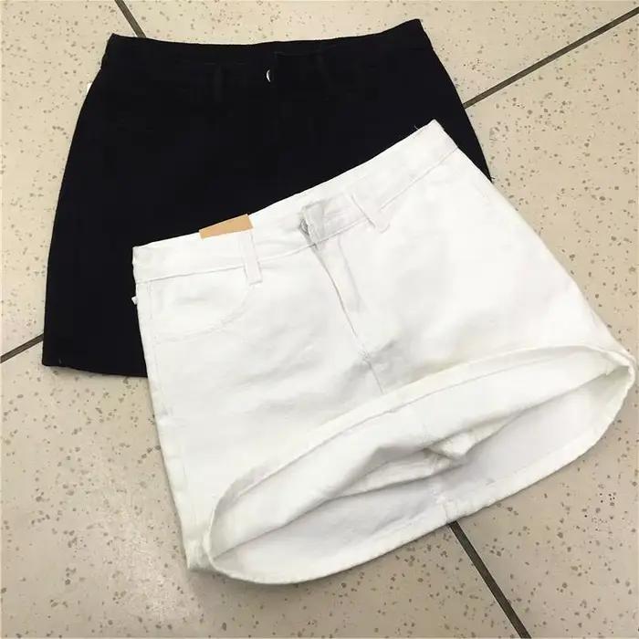 Jupe courte trapèze en denim pour femmes