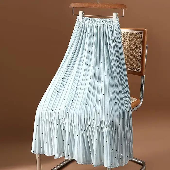Jupe plissée en mousseline de soie pour femme