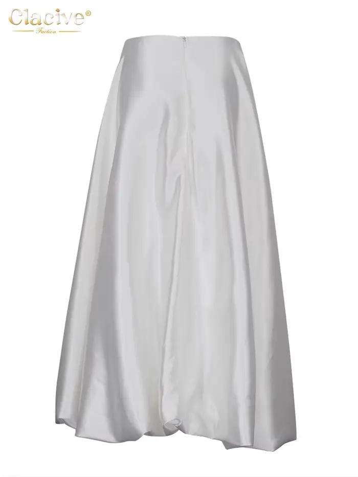 ClacMarkets-Jupe en satin beige pour femme