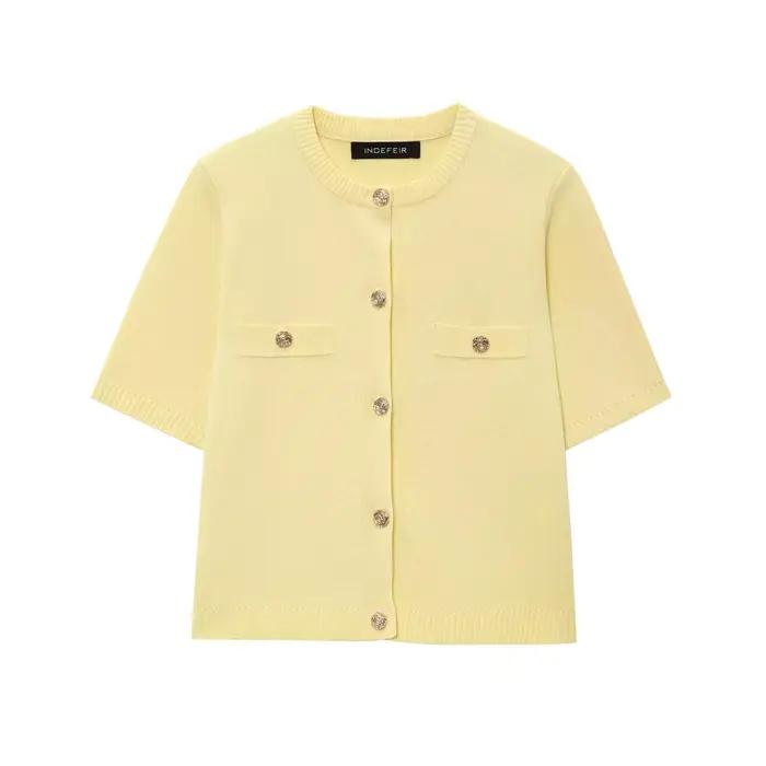 Ensemble jupe courte et haut tricoté à manches courtes pour femme