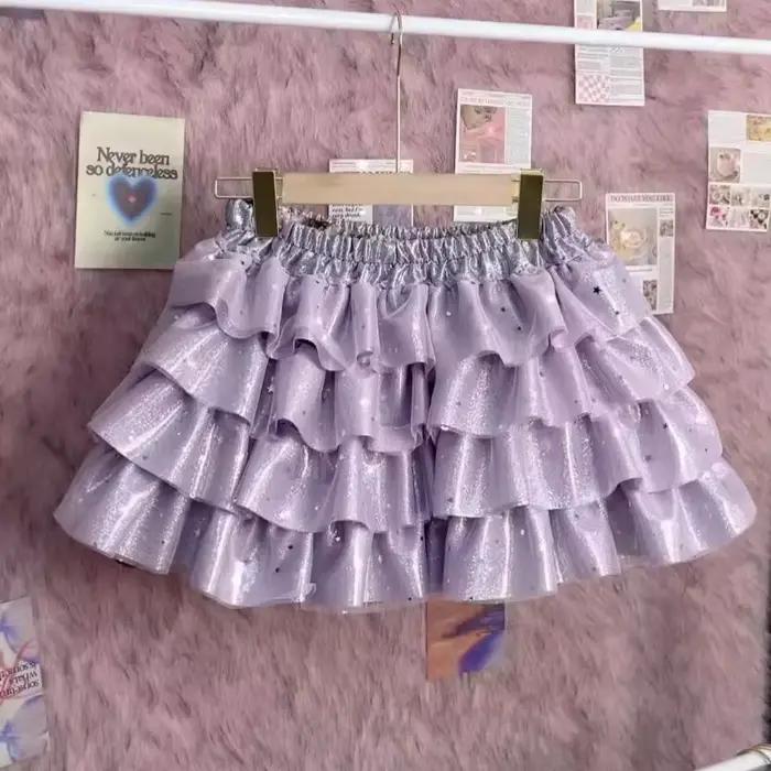 Mini-Jupe Princesse Violette Style Y2K Harajuku Dentelle Non Extensible Pour Sorties Nocturnes Occasions Spéciales