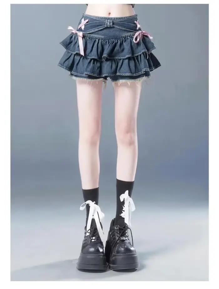 Mini jupe en jean gothique pour femmes