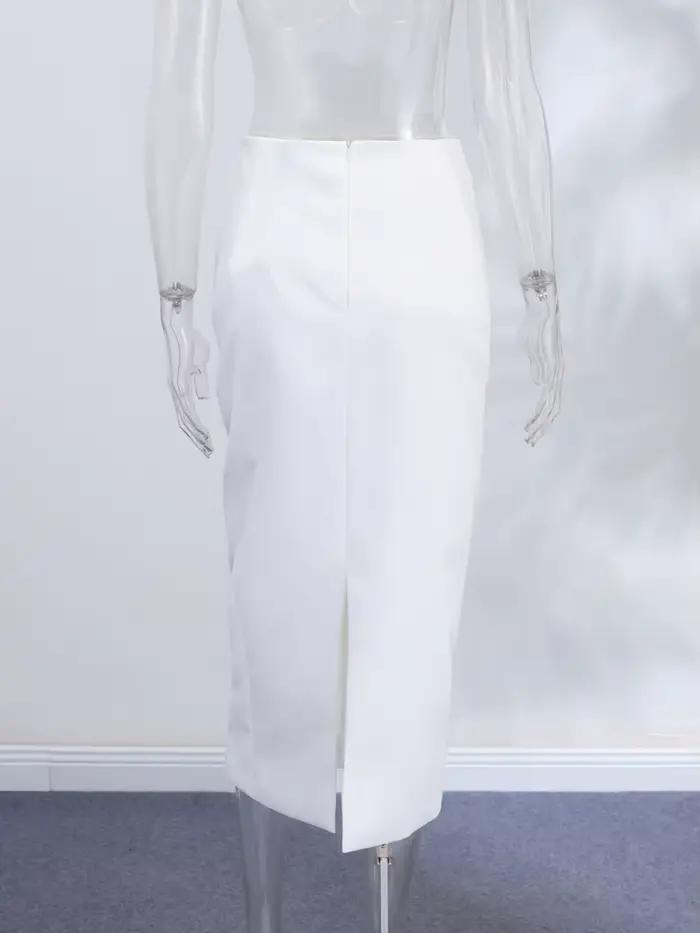 Jupe longue élégante blanche polyvalente pour femme