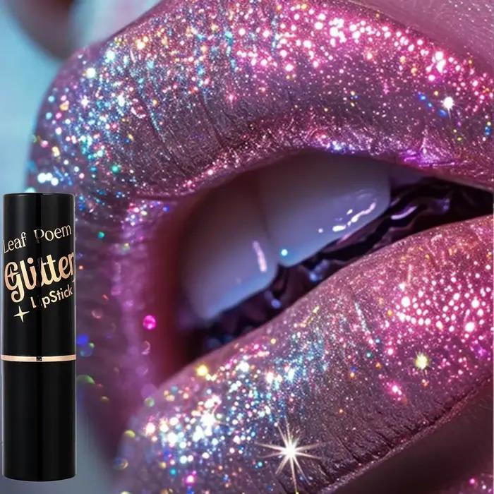 Tube noir brillant diamant rouge à lèvres perle hydratant paillettes teinte baume imperméable durable brillant à lèvres miroitant Sexy maquillage pour les lèvres