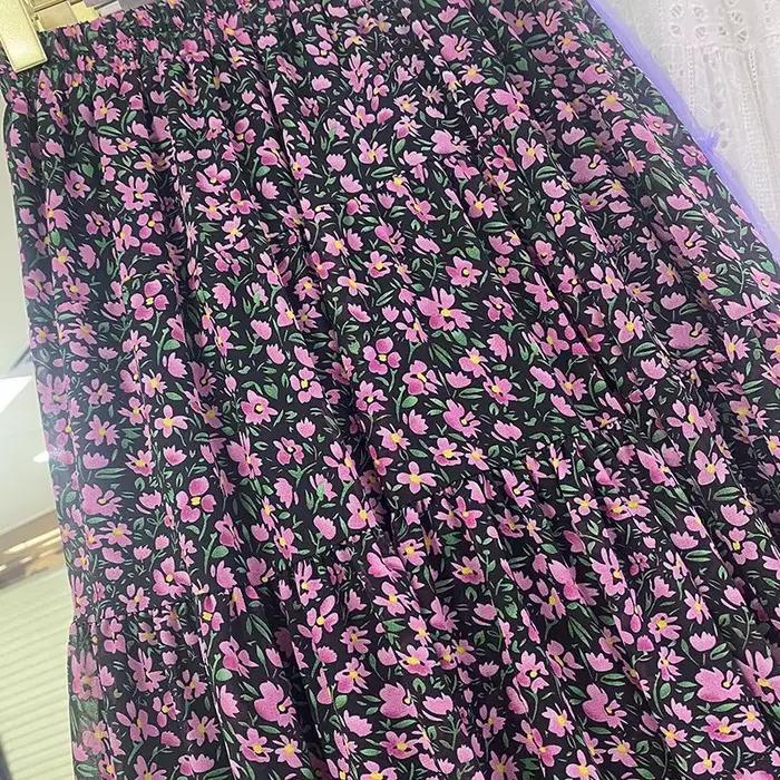 Jupe mi-longue à imprimé floral taille haute pour femme, nouveau style coréen amincissant, rétro et polyvalente, idéale pour l'été