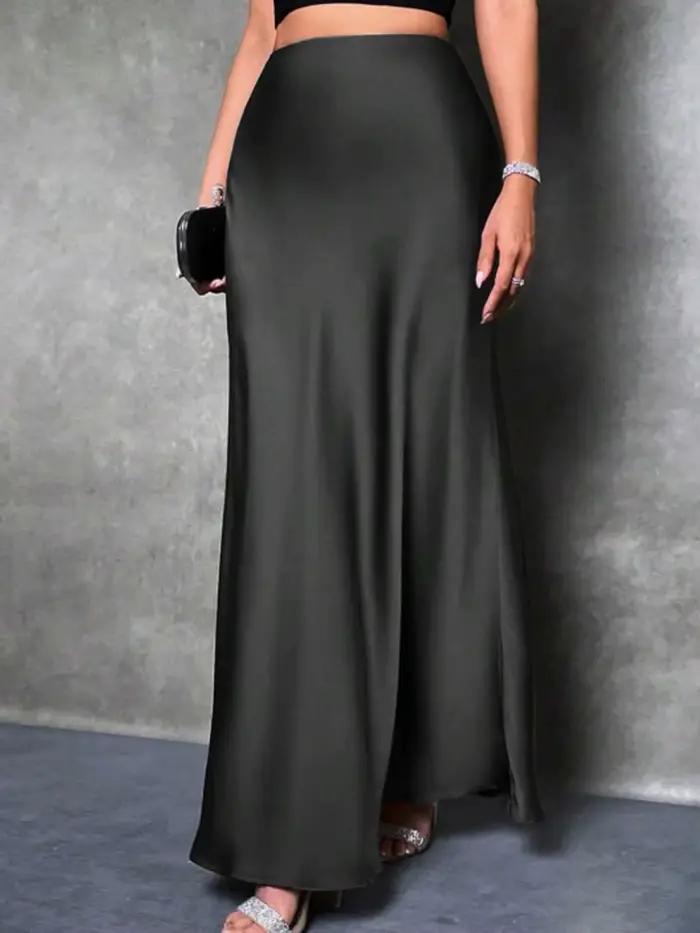 Jupe sirène en Satin noir pour femmes