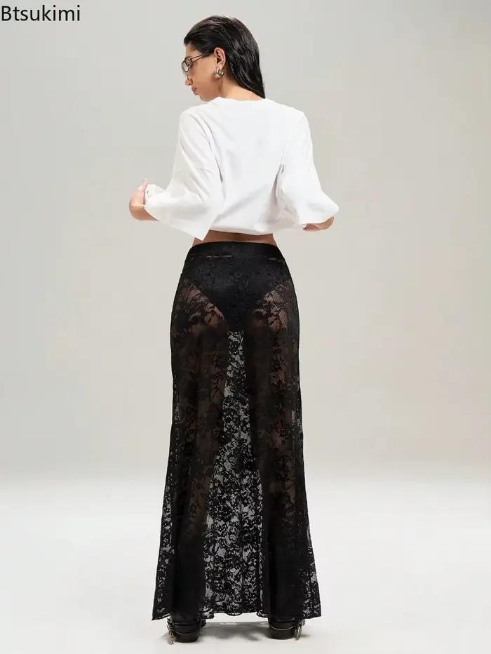 Jupe en Dentelle Noire pour Femmes Style Streetwear Élégante Occasions Spéciales Printemps Été