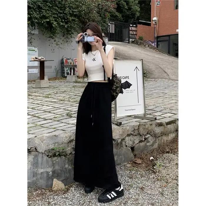 Jupe midi taille haute pour femme
