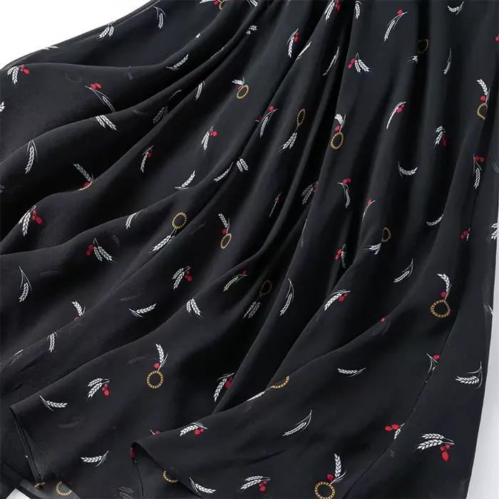 Jupe en soie pour femme 100% soie de mûrier noire avec double doublure