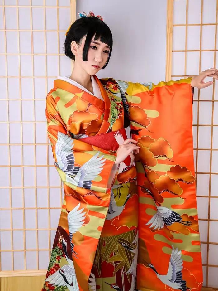 Robe Kimono à Manches sulfpour Femme, Tenue Formelle Japonaise, Imprimés Floraux, Costume Cosplay, pour Spectacle sur Scène
