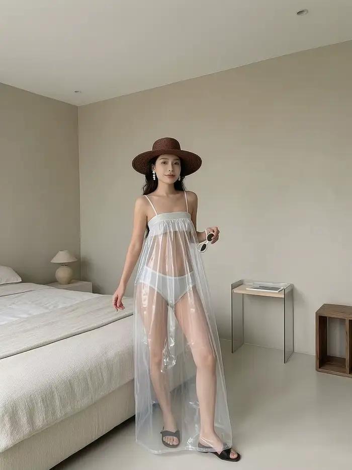 Jupe longue en PVC imperméable pour femme