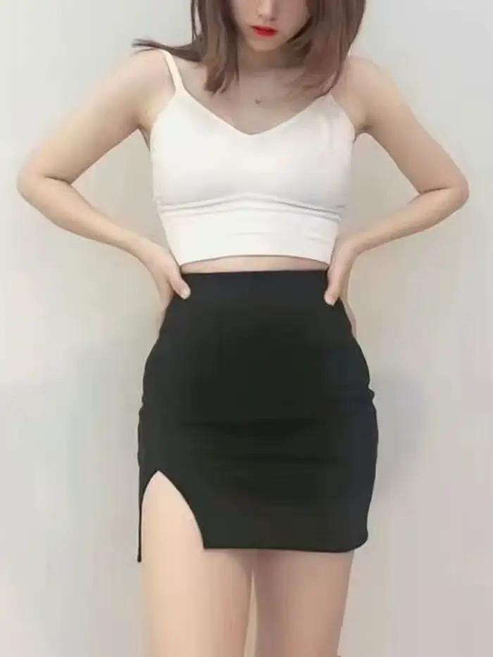 Jupe taille haute pour femme avec fente