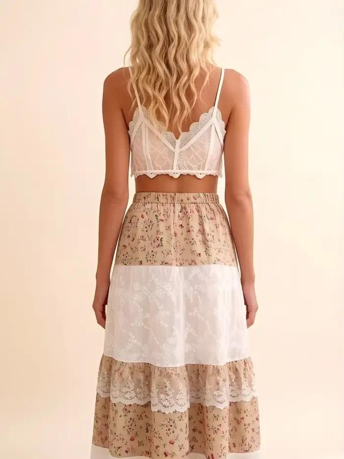 Jupe midi à volants pour femme