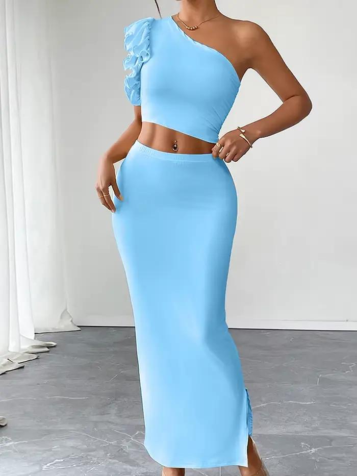 Ensemble deux pièces jupe longue et débardeur pour femme – Nouvelle collection été – Tenue décontractée élégante et