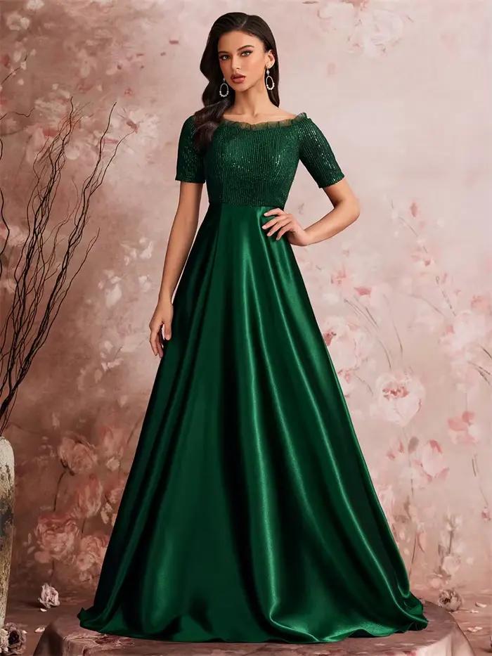 Robe de soirée de luxe en Satin vert