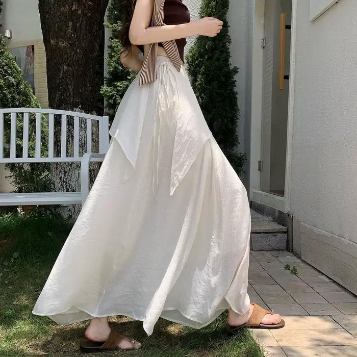 Jupes d'été en coton et lin pour femmes