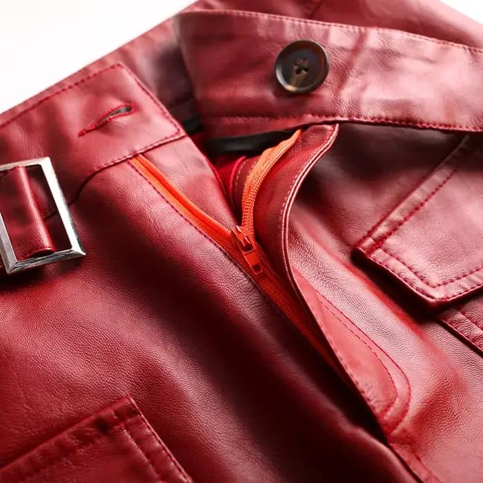 ZUZK femmes genou longueur PU jupe en cuir printemps automne couleur unie décontracté jupes droites