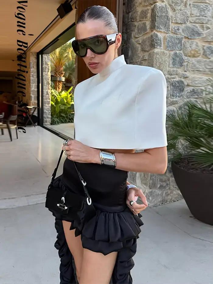 Ensemble élégant jupe et haut châle pour femme