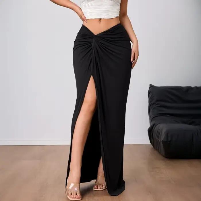 Jupe longue maxi élégante noire pour femme