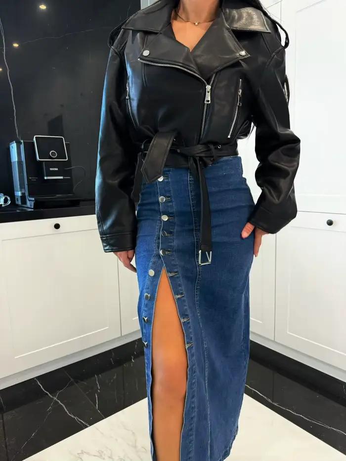 Jupe taille haute rétro bouton irrégulier asymétrique en coton polyester pour femmes junior style streetwear automne hiver 2025