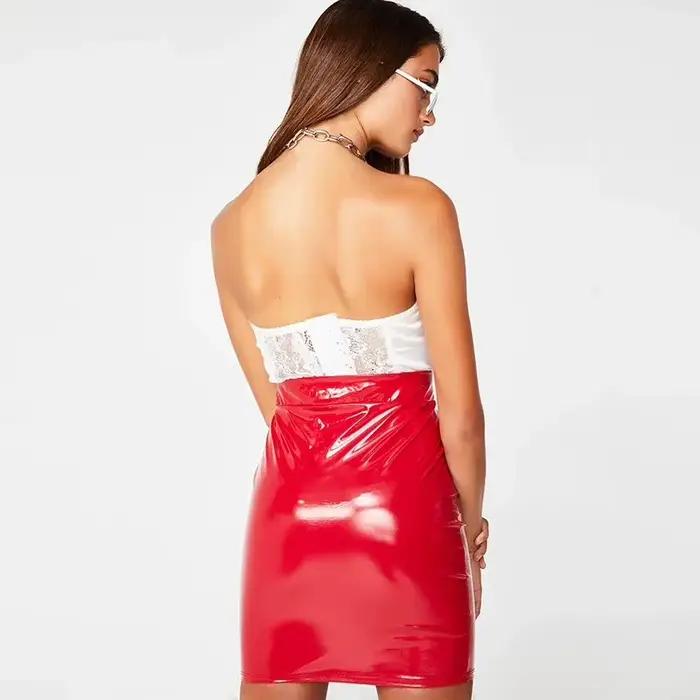 Jupe en similicuir verni pour femmes