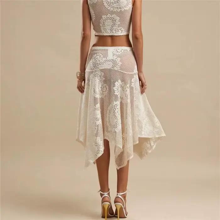 Jupe midi en dentelle Paisley pour femme