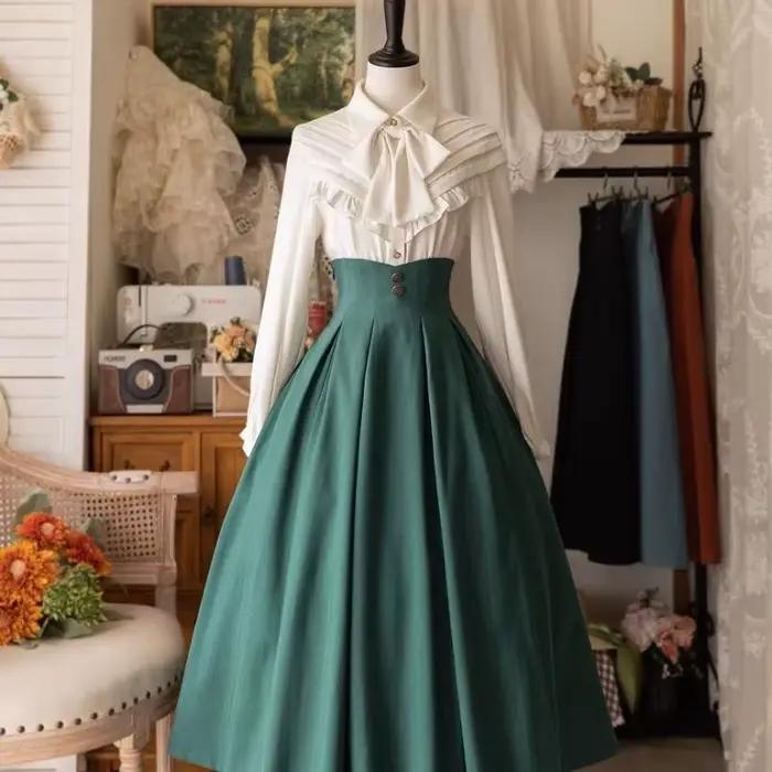 Jupe mi-longue Vintage victorienne Lolita pour femmes