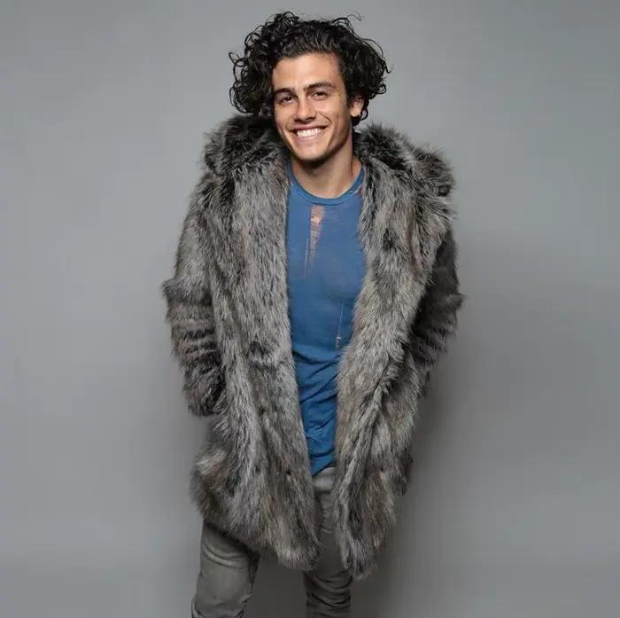 Manteau en fausse fourrure pour hommes, manches longues, capuche, épais et chaud, Cardigan moelleux en peluche, Parka décontractée, vêtements de neige, manteau en fourrure d'hiver
