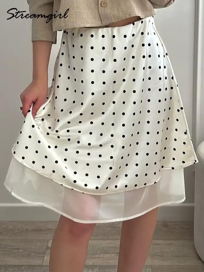 Jupe Streagirl en satin à pois pour femme