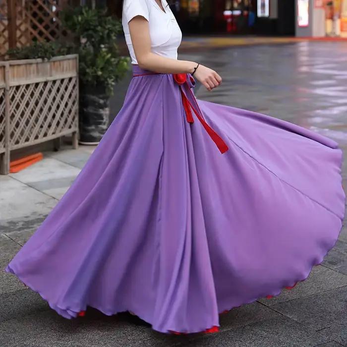 Jupe longue en mousseline de soie pour femmes