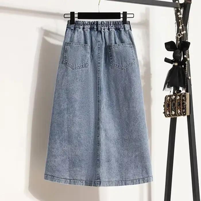 Jupe longue en Denim taille haute pour femmes