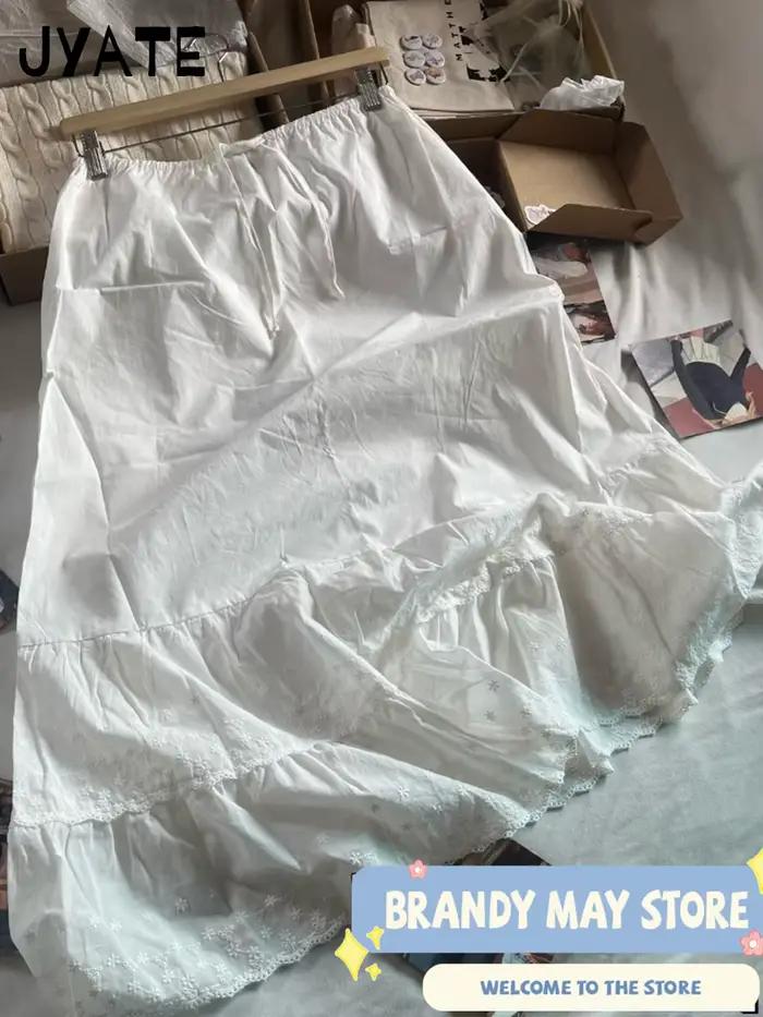 Jupes Maxi brodées de fleurs blanches pour femmes