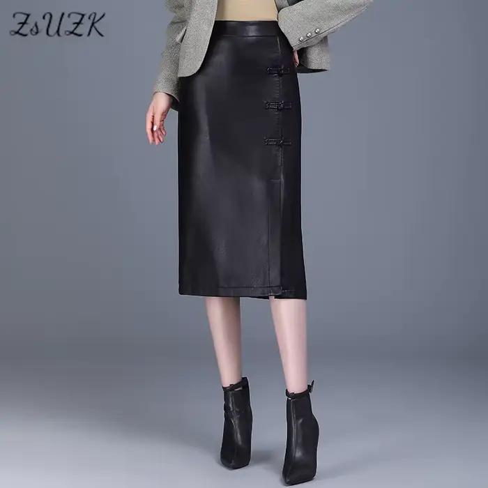 Jupe en cuir PU pour femme
